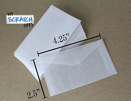 Image of 100 Pack of 2.5 x 4.25 in Glassine Envelopes Perfect for Mini Lotto Lottery Ticket Holder, Wedding Guest Favors, Seed Packets Envelopes, Coins, Message Cards and Stamps