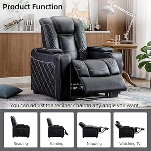 Canmovelectricpowerreclinerchairwithambientlightingfauxleatherdualmotorpowerhometheaterseatingwithadjustableheadresthiddenarmstoragecupholdersusbportssingleblack Urban Country Home Decor Canmov electric power recliner chair with ambient lighting faux leather dual motor power home theater seating with adjustable headrest hidden arm storagecup holdersusb ports single black urban country home decor