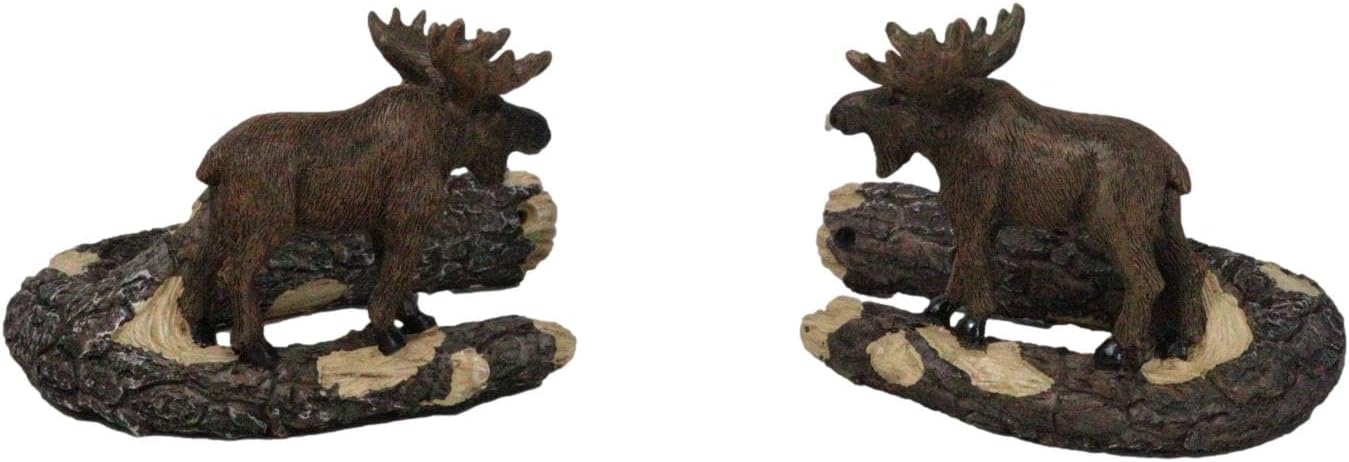 Ebros Gift Set of 2 Rustic Western Bull Moose On Tree Branch Drapery Curtain Holdback Or Tie Back Sculptures Wildlife Deer Woodlands Decor Cabin Lodge Window Treatment Accessory