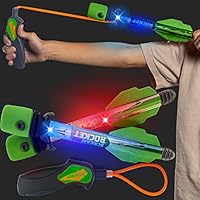 Light Up Foam Rocket Toys for Kids: Best LED Rocket Launcher Slingshot Lights Up & Makes Noise! for Boys & Girls. Outdoor Toy Party Favors Easter Stuffers & Great Gifts for Ages 8 9 10 11 12 13 +