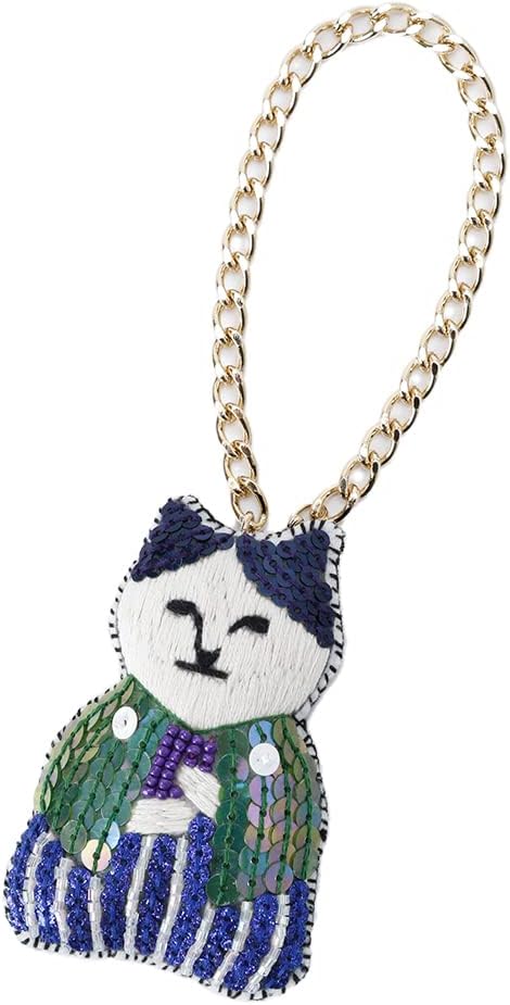 [nekonoba] tamao×kozacla Embroidered Charm Cat Brown Digs, Luxury tamao×kozacla - -