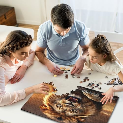Puzle de león de 1000 piezas: rompecabezas de 70x50 cm para casa 6