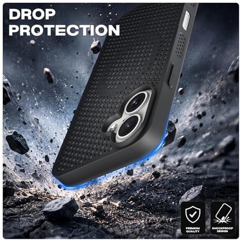 Image of Pikkme Back Cover for iPhone 17 | Honeycomb Cooling Design | Silicone Heat Dissipation | Mag-Safe Compatible | Shockproof Camera Protection Bumper Case (Black)