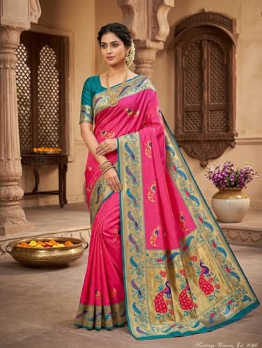 Generic pink paithani silk saree – image 3