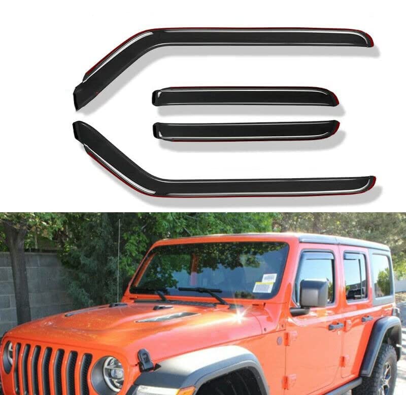 ZZDSNJ Tape-On Rain Guard 4-Piece for 2018-2022 Jeep Wrangler JL Unlimited 4 Door 2020-2022 Jeep Gladiator JT Windows Visor Shield Shade Smoke