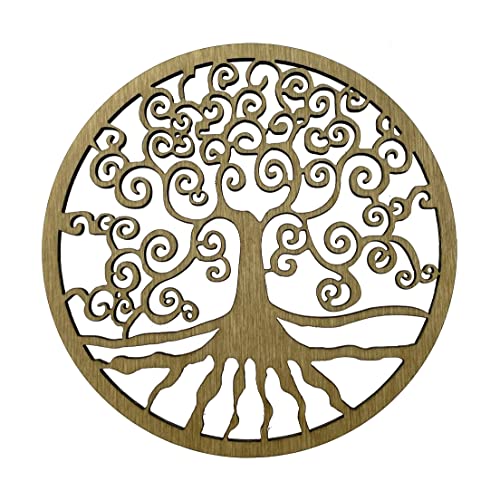 Juego de 6 posavasos de madera de abedul, 8 cm de diámetro, para bebidas, café, té, meditación (juego de 6 árbol de la vida, 8 cm)