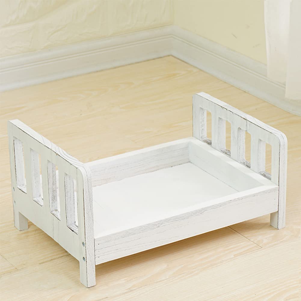 Accessoires Photo pour Bébé Photographie Nouveau-né Accessoires Photobooth Studio Photo Posant des Accessoires Petit Lit en Bois 42X28.5X21.5cm