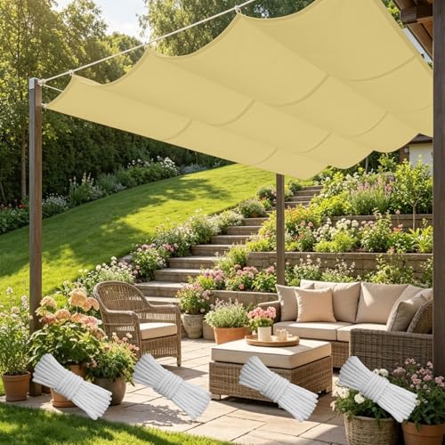Voile d'ombrage imperméable 340 x 300 cm rétractable pour patio - 2