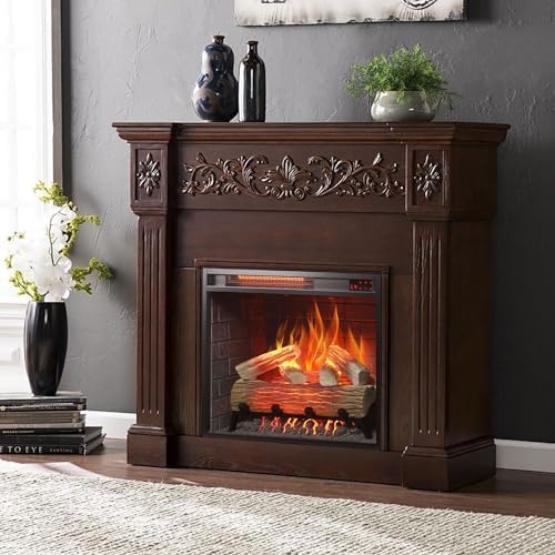 23" Realistic Electric Fireplace Insert with Remote Control - 4-Color Adjustable Flames, 9H Timer, Low Noise, Overheat Protection, 1500W (23"x19.7") - Thumbnail 2