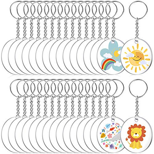 Audab Acrylic Keychain Blanks - 108 Clear Keychain Pieces for Vinyl Kit Including Acrylic Blanks Rings for DIY Keychains Crafting & Vinyl Projects