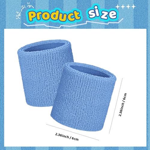 Image of Bememo 12 Pack Wristbands Sweatband for Women Men, Neon Colored Sport Wrist Bands, Tennis Football Basketball Sweatbands, Moisture Wicking Arm Bands for Working Out