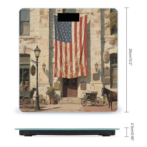 Báscula digital para baño con bandera de EE.UU. y vidrio templado miniatura 2