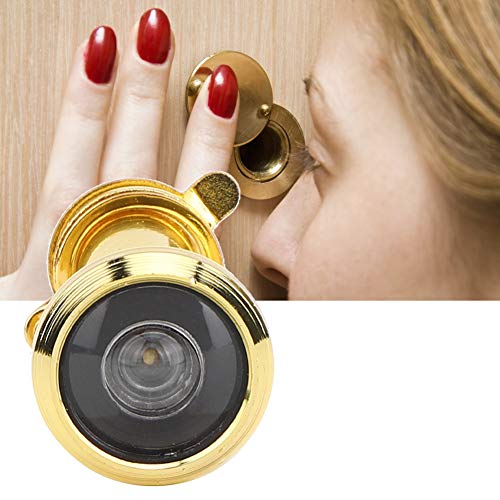 Hyuduo Mirilla de Puerta 220 Grados Antirrobo para Hogar, Seguridad para Puertas de Metal, Fibra de Vidrio y Madera de 35-60mm de Grosor, Agujero Dorado Simple 14mm miniatura 4