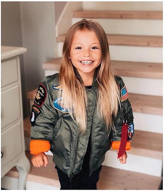 Image of CORIRESHA Kids Bomber Jacket Full Zip Badge Thermal Jacket with Pockets