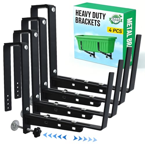 Halatool Window Box Brackets Outdoor 4Pack Adjustable Planter Box Brackets