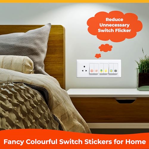 Image of Trueflair Stickers for Switch Board for Home Wall Switches, Contain All Common Switch Stickers (Colorful Design 2)