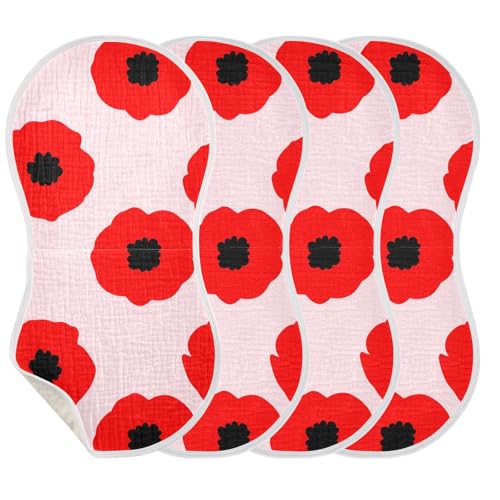 Poppies Flower Blossom Lightpink Burp Cloths for Babies Burp Rag Cotton Spit Up Rag for Babies Girls Infants3