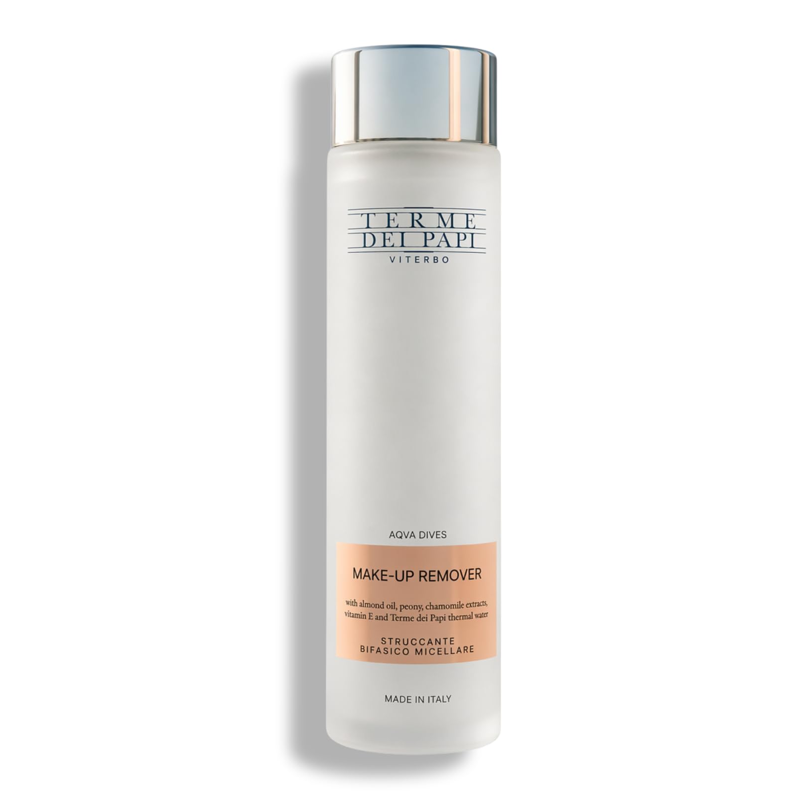 Terme dei Papi Make-Up Remover, Struccante Bifasico Micellare Viso, Occhi e Labbra Waterproof all'Acqua Termale con Camomilla e Peonia, Delicato per Pelle Sensibile, Vegano Made in Italy, 200 ml