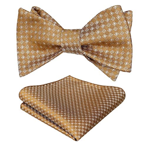 Image of Alizeal Mens 2pcs Solid Self-tied Bow Tie Set | Alizeal Mens 2pcs Self-tied Solid /Animal Bow Tie and Pocket Square Set Perfect for Wedding Business Formal Events