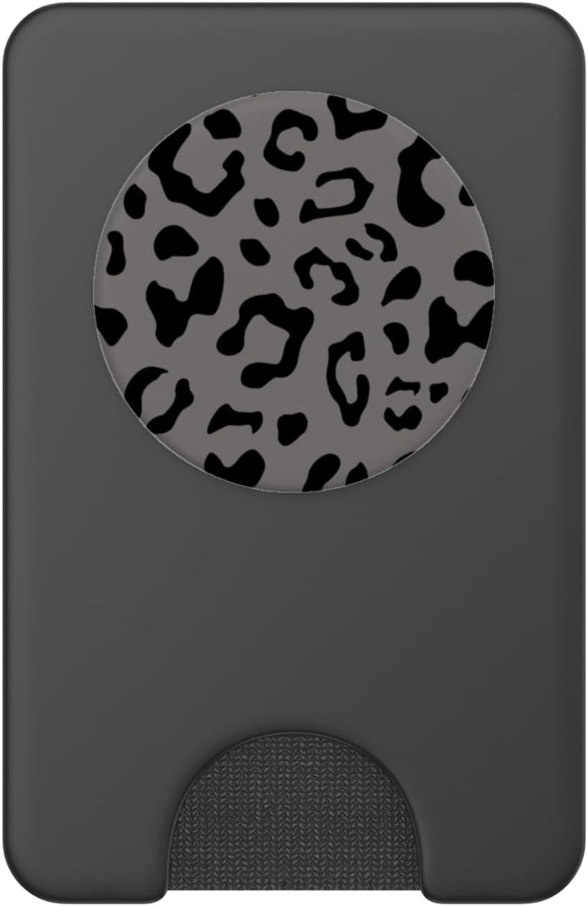 Black Leopard Cheetah Gray PopSockets PopWallet for MagSafe