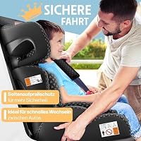 KIDIZ® Autokindersitz i-Size R129 100-150 cm bis 12 Jahre – Kinderautositz Gruppe 1/2/3 ohne Isofix, mitwachsender Kindersitz, 5-Punkt-Gurt, höhenverstellbare Kopfstütze, Sitzerhöhung Auto, Schwarz – Ansicht 7