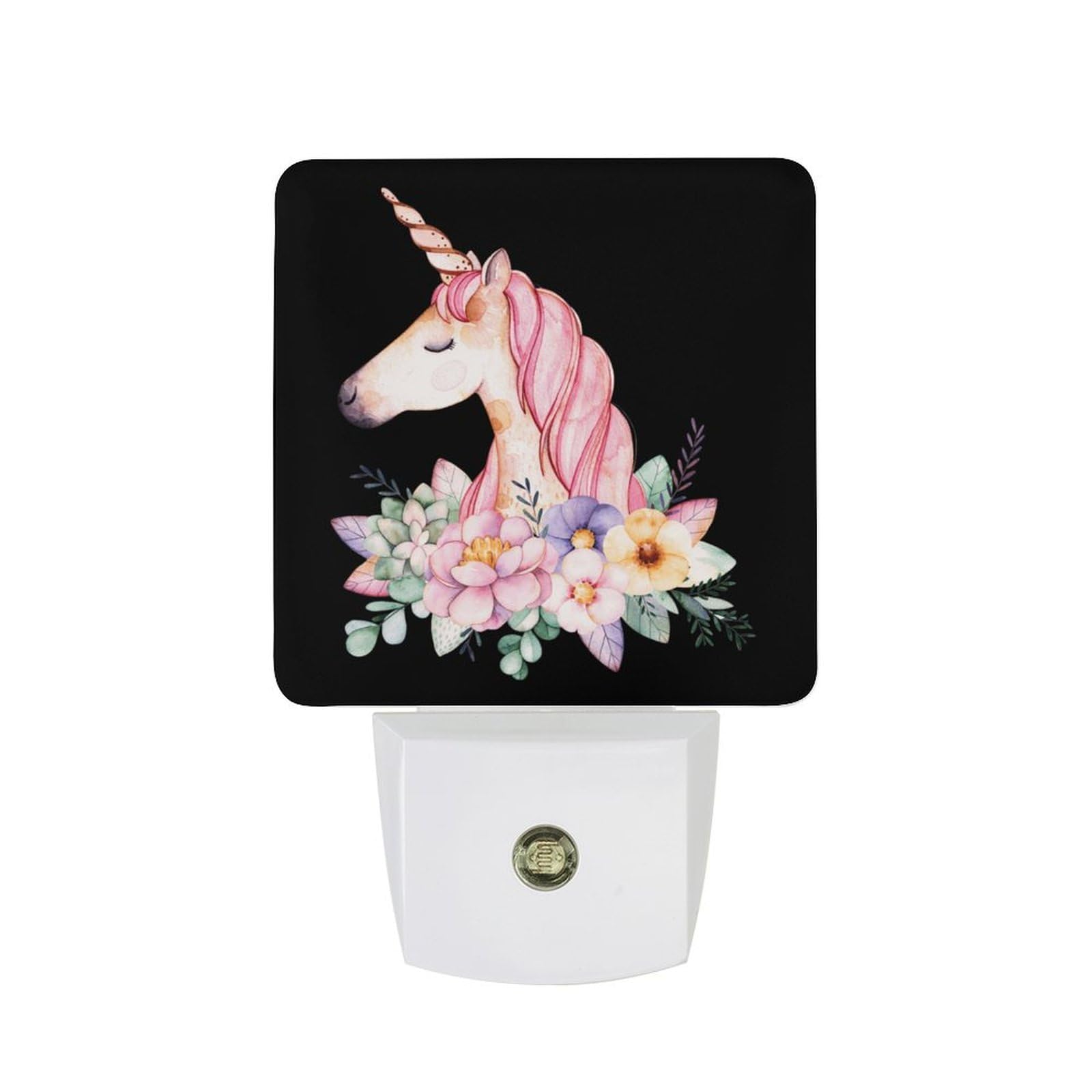 Nqrxadcrt Style Un-Icorns Floral Night Light Plug In Wall Lights Bedside Lamp Bedrooms Home Hallways Decoration