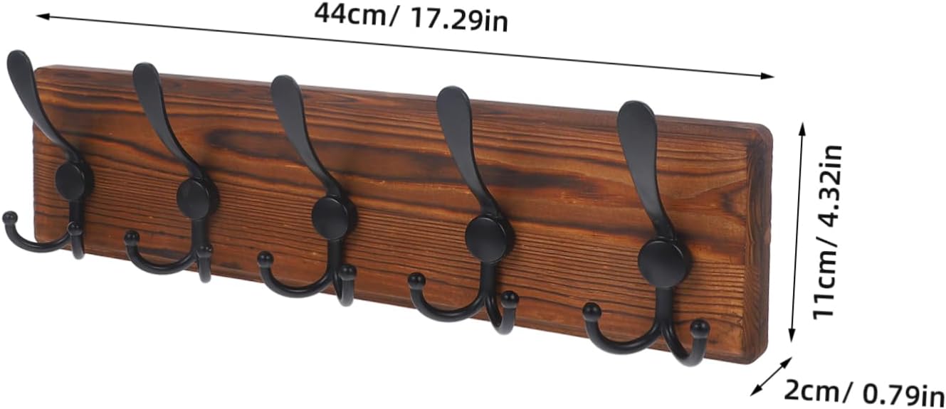 Wooden Wall Mount Key Holder and Coat Rack Vintage Design Adjustable Hooks for Home Entryway Key Organizer and Hat Rack