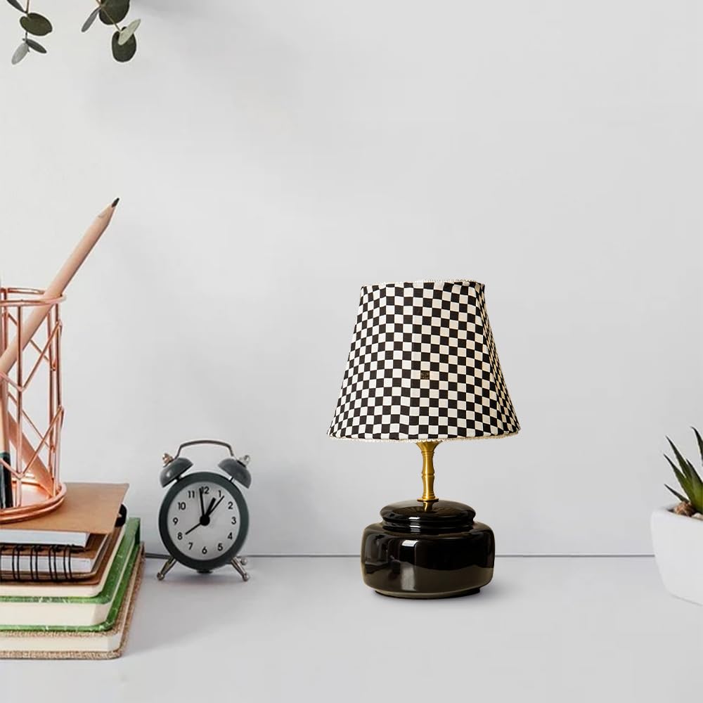 Lampka nocna Czarna ceramiczna lampa stołowa Mała, tkanina Nocna szafka nocna Lampka na biurko Lampka nocna do sypialni Salon Biuro Hotel Restauracja Wystrój Oprawy oświetleniowe