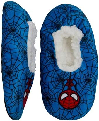 Disney Collection Toddler Boys Marvel Spider-Man Fuzzy Babba Slippers - Blue - (4T-5T)