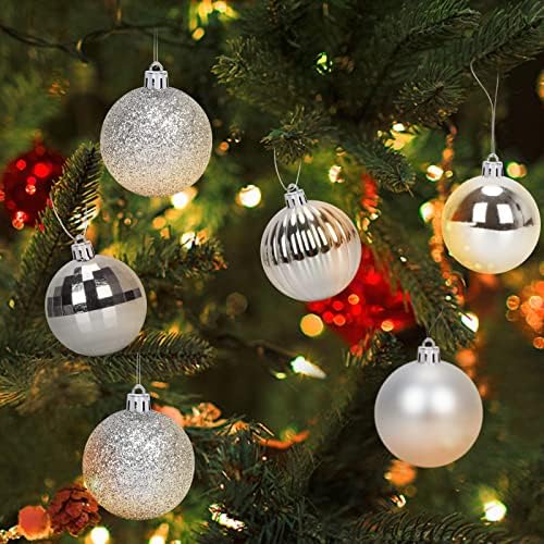 Skycase Christmas Balls Ornaments, 34pcs Shatterproof Clear Christmas Baubles 2.36inch 6cm Christmas Tree Ball Decorations Ornaments for Hanging Christmas Holiday Wedding Party Decor, Silver