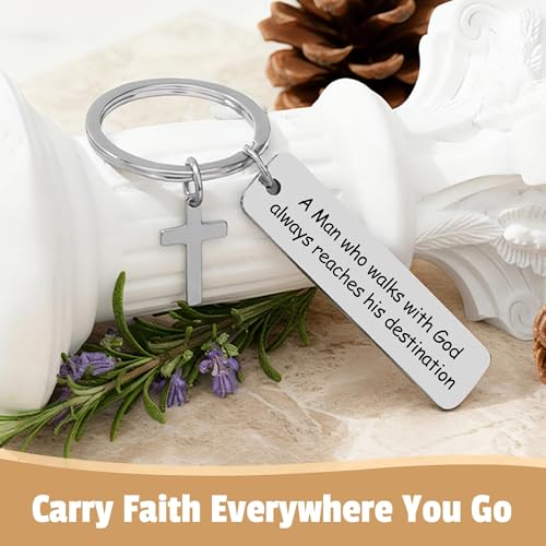 Image of Christian Gifts for Men Faith Based Spiritual Stuff Religious Basket Catholic Present Baptism Gifts Pastor Appreciation Gift Set Christian Accessories for Men with Bible Verse Keychain Mug Socks