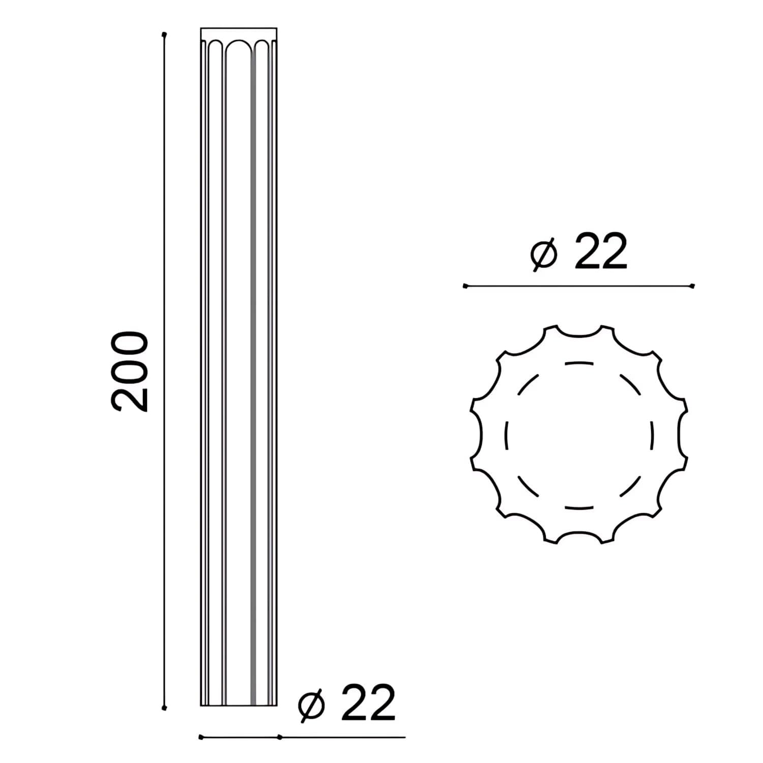 Orac Fût de colonne K1002 22 cm x 199,5 cm x 22 cm Mousse de polyuréthane rigide prétraité