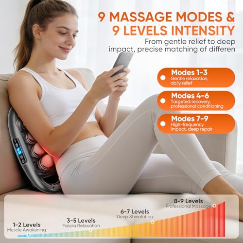 PEMUCEN 16 Head Massage Gun Deep Tissue, Quiet Back Massager for Pain Relief Deep Tissue with 9 Modes and 9 Intensities for Back, Shoulders, Arm, Legs, Foot, Body - Thumbnail 2