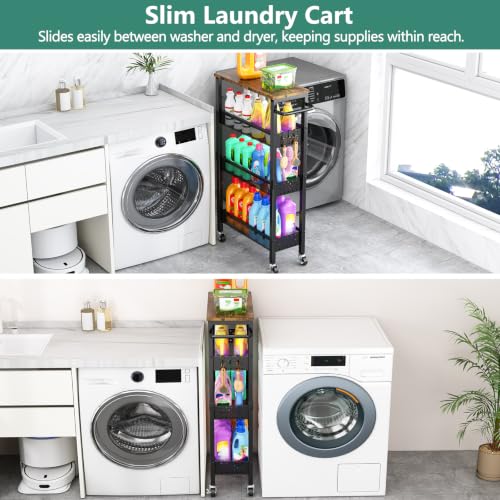Vivihomety 4-Tier Slim Utility Rolling Laundry Cart - Image 2