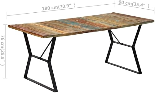 Miniatura 2 de 70.9x35.4x29.9 Reclaimed Wood Dining Table Seats 8, Iron Legs