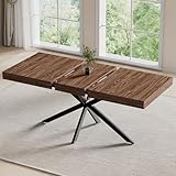 Extendable Dining Room Table for 4 6 8, 55'-70.9' Kitchen Table Rectangle Wood, Expandable Dining Table with Hidden Storage, Space Saving Farmhouse Kitchen Table for Kitchen Dining Living Room