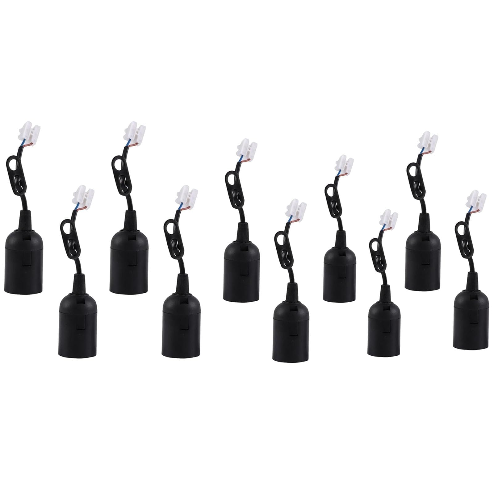 iguTrail 10 Stücke Fassung E27 Renovierfassung Lampenfassung Baustellenfassung E27+VDE-Spannungsprüfer, Baufassung mit Kabel,Schwarze Renovierfassung, Baustellenfassung