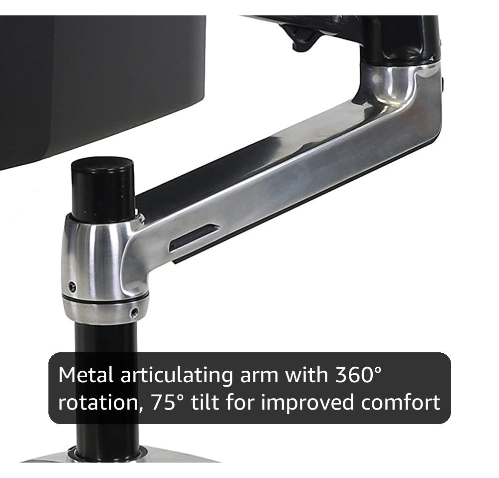 Ergotron – LX Monitor Arm, Single Monitor Desk Mount – fits Flat Curved Ultrawide Computer Monitors up to 34 Inches, 7 to 25 lbs, VESA 75x75mm or 100x100mm – Polished Aluminum
