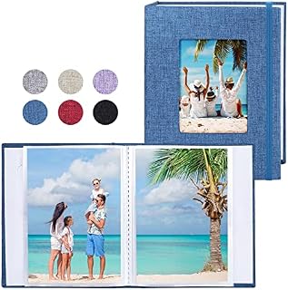 Vienrose Small Photo Albums 6x4 Photos, 2 Pack Linen Cover Mini Photo Book, 26-Page Holds 52 Pictures, Artwork or Postcards Storage