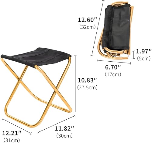 Miniatura 7 de Mini taburete plegable para campamento, taburete ligero portátil para exteriores, para senderismo, playa, pesca, concierto, jardín, aluminio 7075 de