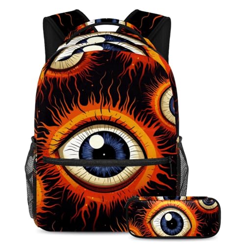 Sac d'école Halloween grand sac à dos et trousse enfants garçons filles