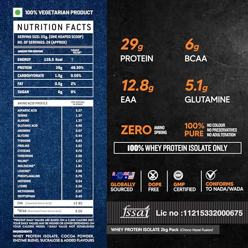 Image of Asitis Nutrition ATOM Whey Protein Isolate 2kg | 30g protein, 6.1g BCAA & 13g EAA | Ultra Pure-Fast acting Protein | Choco Hazel Fusion Flavor