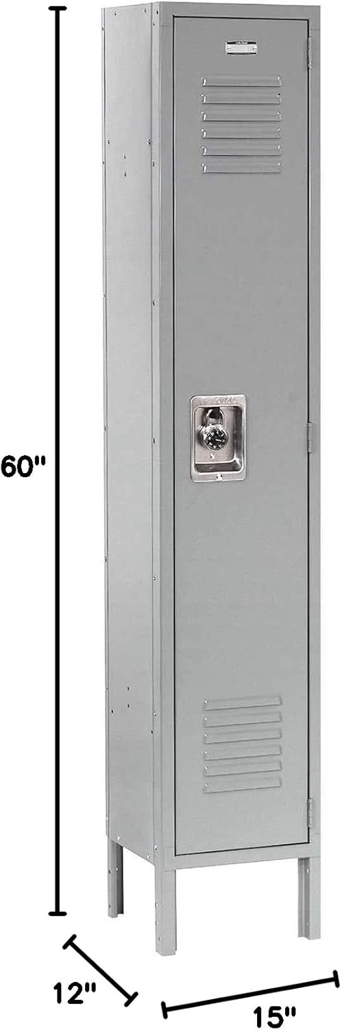 Global Industrial Single Tier Locker, 12x15x60, 1 Door Ready to Assemble, Gray