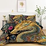 Bettdecke 135x200cm 4 Jahreszeiten, Anime Chinesisches Juwel Goldener Drache Wende Steppdecke Weiche Ganzjahresdecke Bettdecke ohne Bezug - Bunt Schlafdecke Waschbar Zudecke Vierjahreszeiten