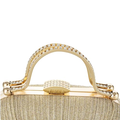 Image of Simcat Women Gold Clutch Purses Glitter Evening Handbag Pleated Evening Bag for Lady Formal Bridal Wedding Prom