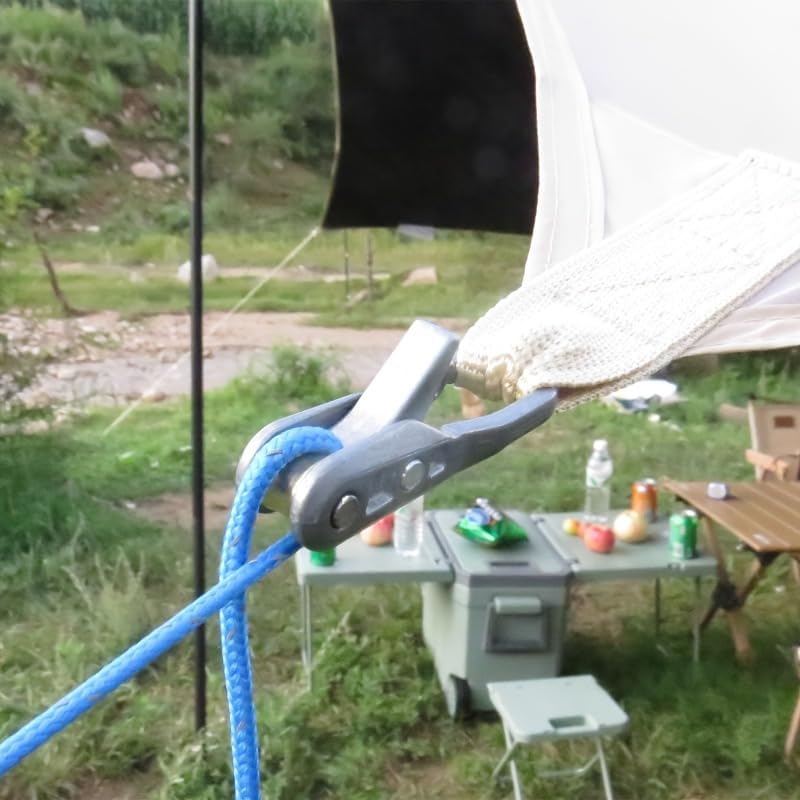 Heavy Duty Rope Hanger with Ratchet Tensioner and Carabiners, Adjustable Paracord Tie Down for Camping and Boating, Secure Locking Mechanism for Tents and Tarps, Multi-Purpose Outdoor Tie-Down Tool