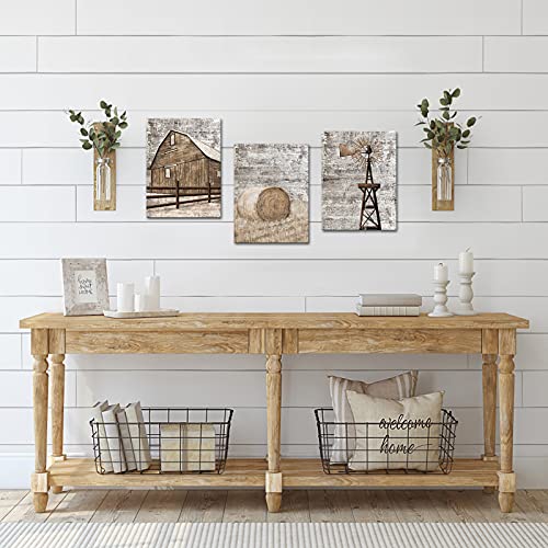 Simiwow Windmill Wall Decor Country Farmhouse Wall Art Barn Corn Field Windmill Painting Framed Canvas Prints Ready To Hang #TOP1