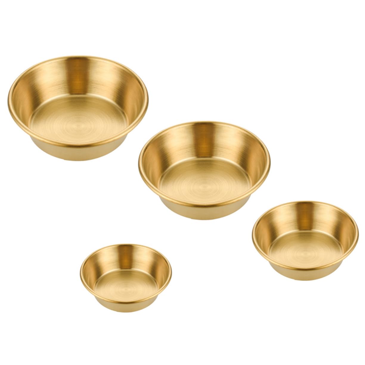 GRIRIW 4pcs Seasoning Dish Condiment Plates Sauce Dipping Dish Sauce Containers Small Serving Dish Household Sauce Plates Dishes Sushi Sauce Bowls Sauce Dish Stainless Steel Golden