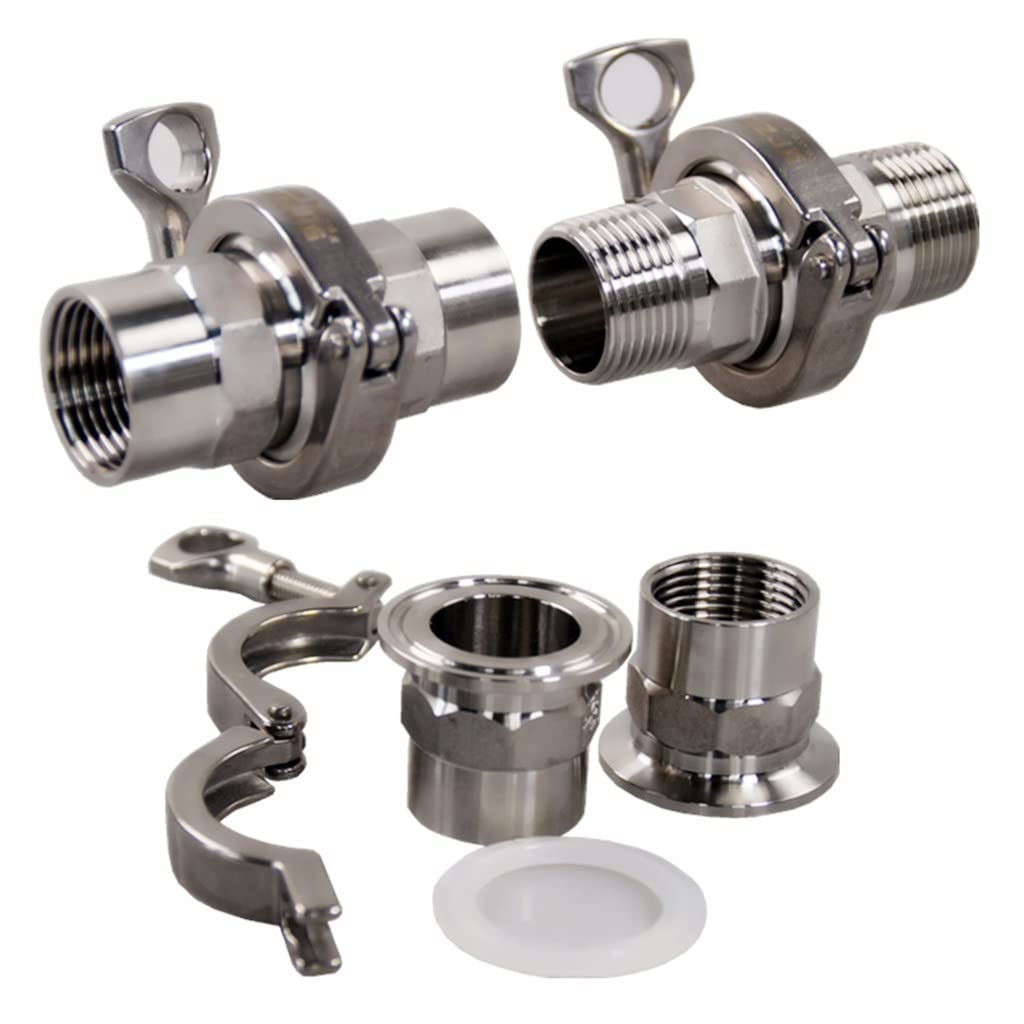 Adapter tulejki gwintowanej ze stali nierdzewnej 304 z potrójnym zaciskiem i uszczelką silikonową — złącze rurowe sanitarne(MIP DN50 clamp77.5)