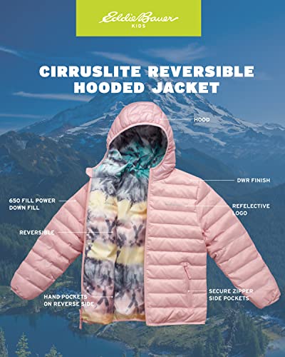 Image of Eddie Bauer Girls' Jacket - CirrusLite Weather Resistant Down Coat for Girls - Insulated Quilted Bubble Puffer (3-20), Size 18-20, Soft Pink - Reversible